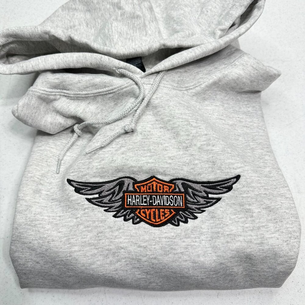 Harley Davidson HOODIE Embroidered Adult Unisex Hooded Sweatshirt Wings Biker